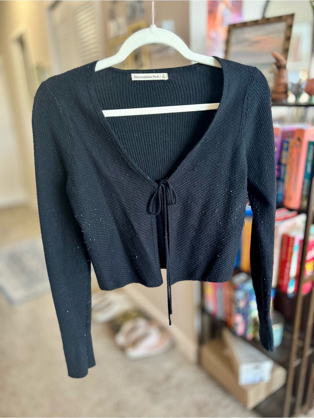 Abercrombie & Fitch Black Cropped Tie-Front Cardigan